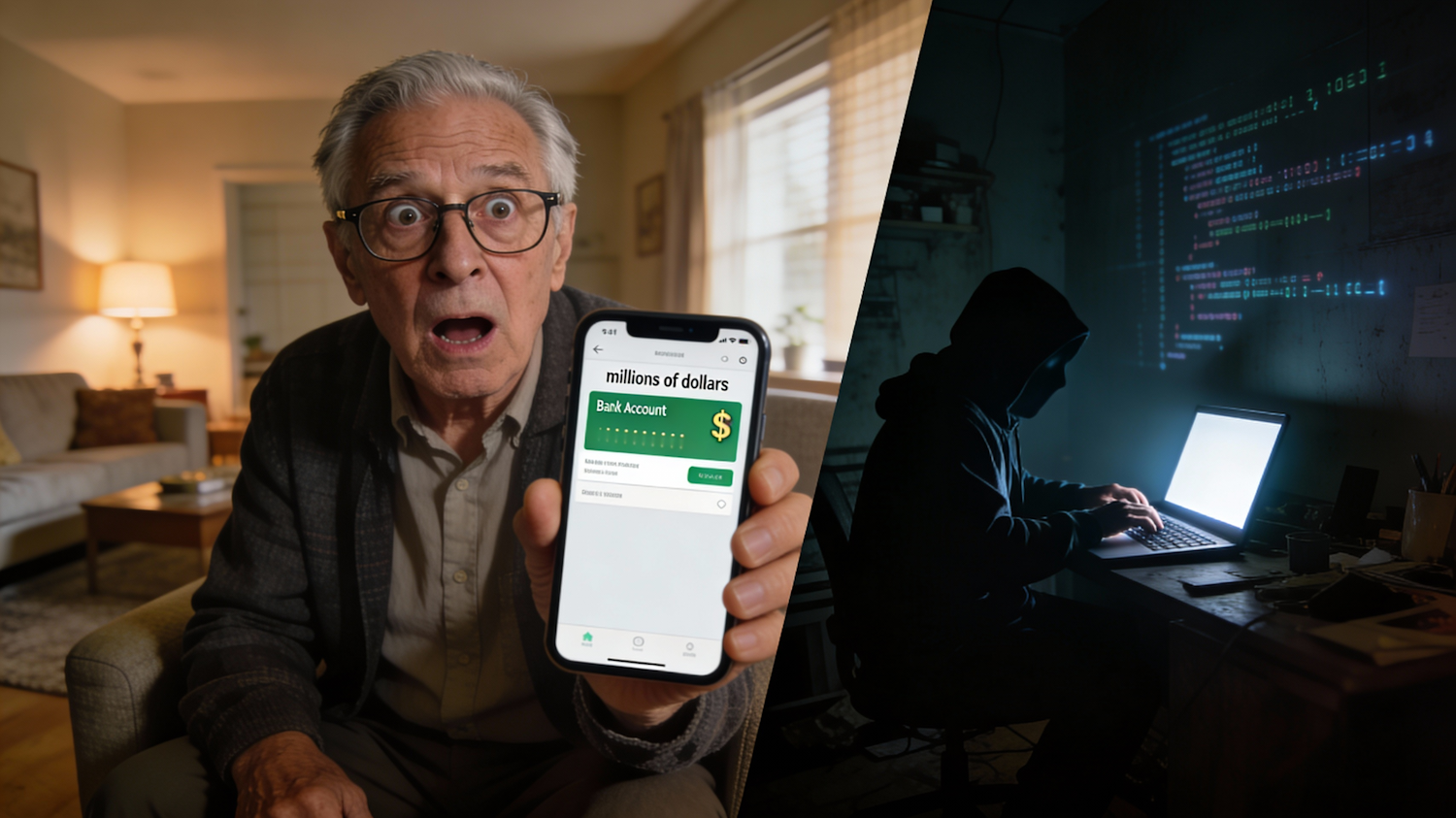 A person looks skeptically at a job offer on a screen, symbolizing the need for vigilance against remote work scams.