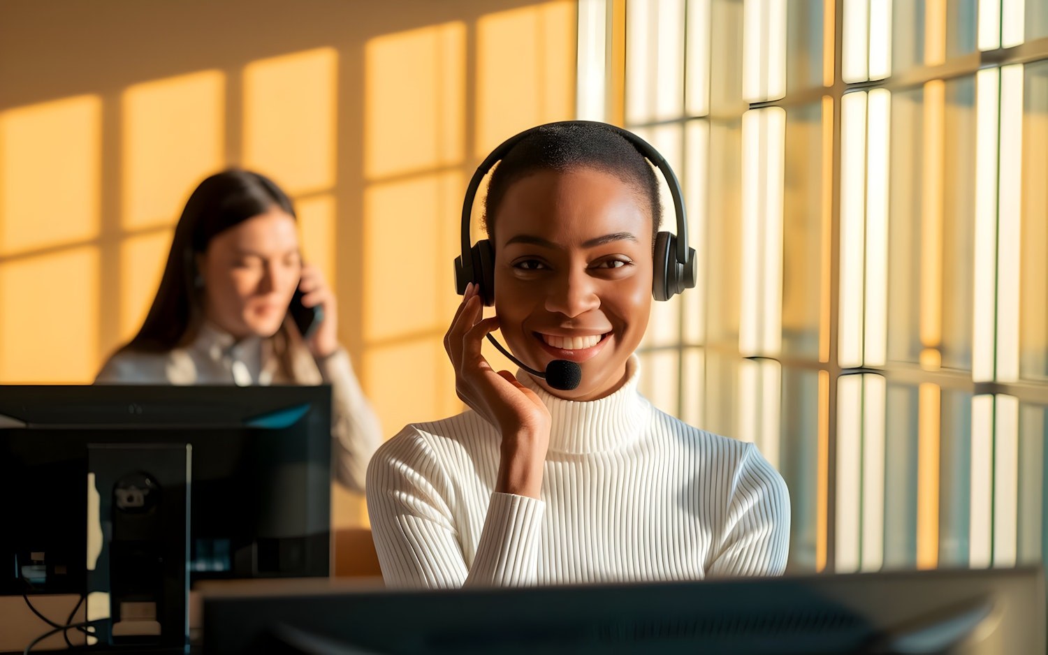 A remote sales professional working effectively from a home office, symbolizing the growing trend of remote roles and the shift in hiring practices.