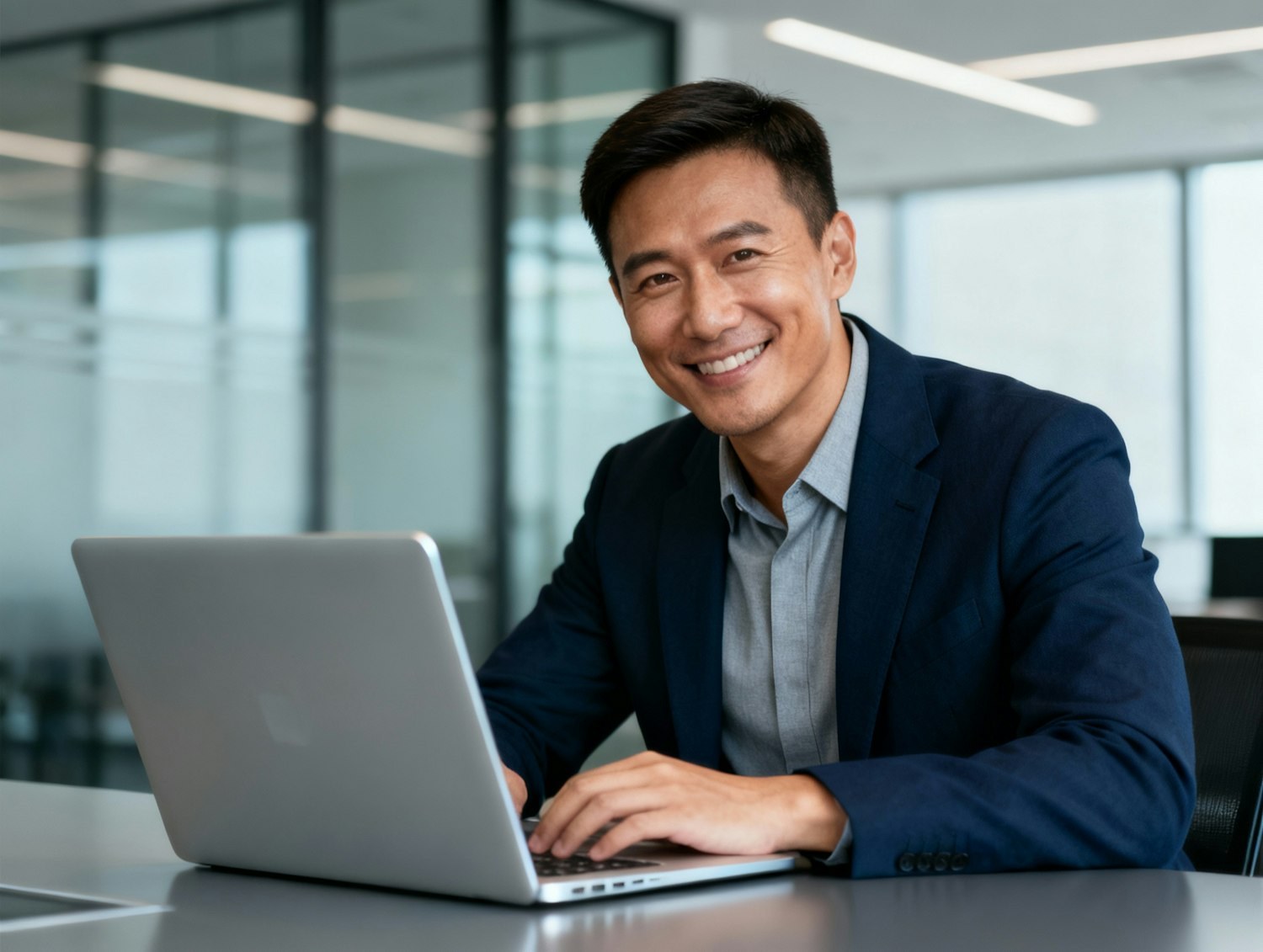 A professional updating their LinkedIn profile on a laptop, demonstrating the strategic approach to highlighting marketable skills for potential employers.