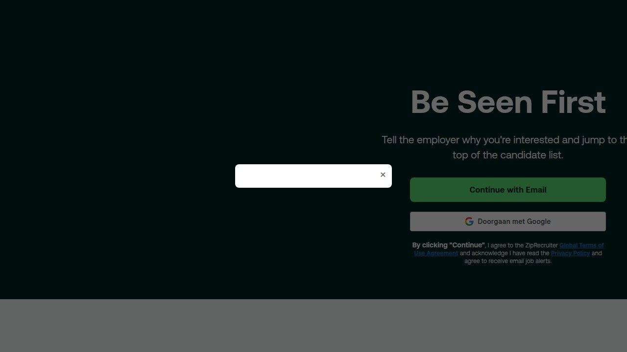 ZipRecruiter's homepage showcases its vast database of job listings, emphasizing its free access for job seekers and AI matching capabilities.