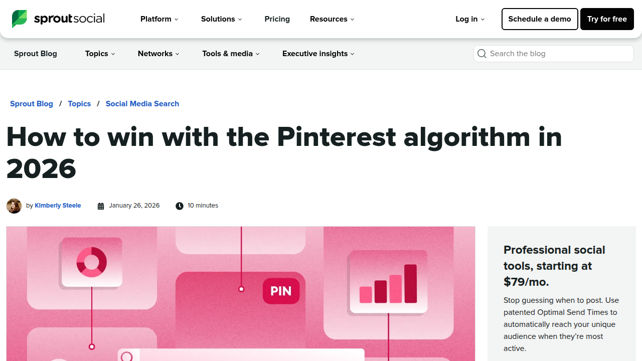 A glimpse into Sprout Social's insights on the Pinterest algorithm, relevant for mastering keyword research and consistent pinning strategies.